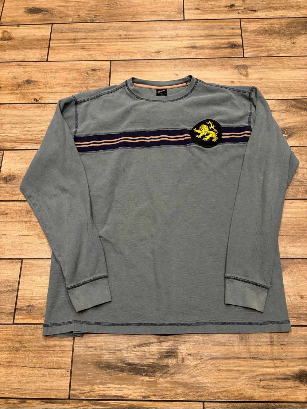 Decoded Streetwear Graphic Long Sleeve Shirt Blue Crewneck Lion Crest XL